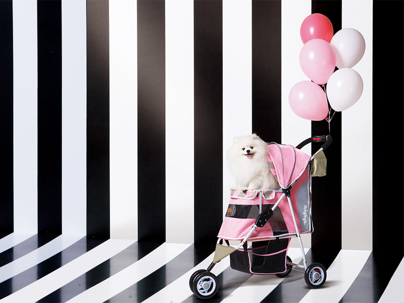 коляска для собак розовая